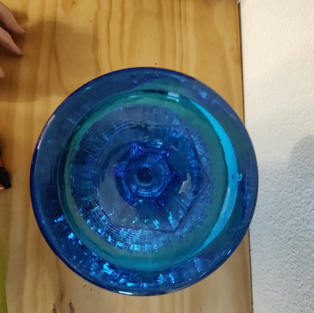 Vintage glass Indiana Aqua Blue Tear Drop Pedestal Compote Candy Dish 6" - Picture 9 of 11